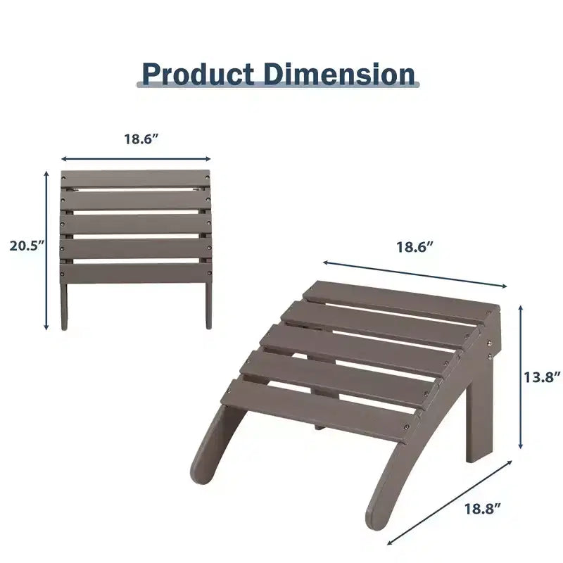Aoodor Outdoor Adirondack Ottoman, HDPE Adirondack Chair Ottoman, Outdoor Patio Weather Resistant for Patio, Porch, Backyard, Garden, Lawn, Deck