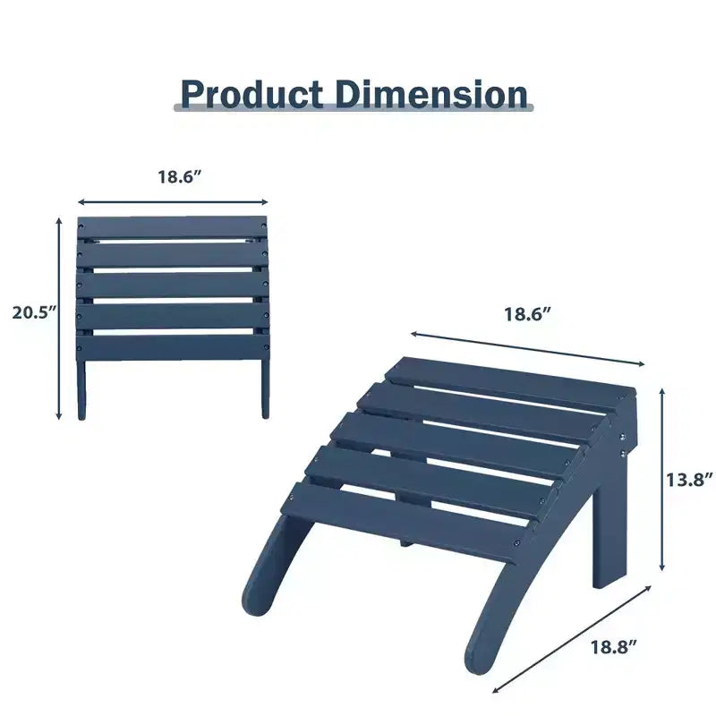 Aoodor Outdoor Adirondack Ottoman, HDPE Adirondack Chair Ottoman, Outdoor Patio Weather Resistant for Patio, Porch, Backyard, Garden, Lawn, Deck