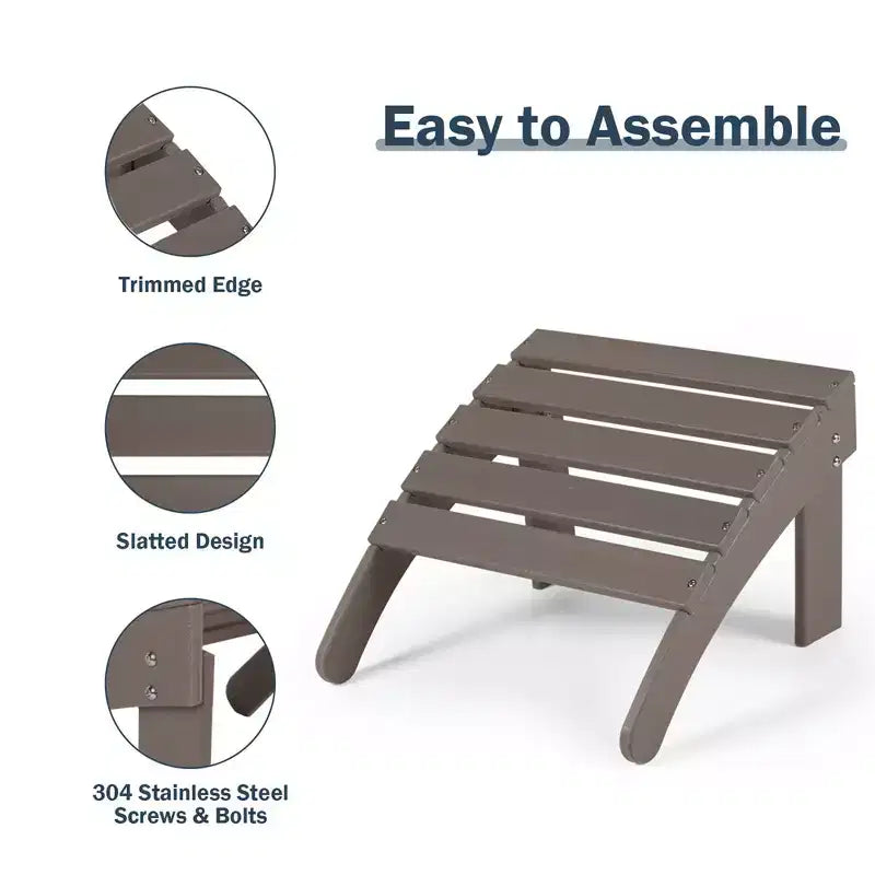 Aoodor Outdoor Adirondack Ottoman, HDPE Adirondack Chair Ottoman, Outdoor Patio Weather Resistant for Patio, Porch, Backyard, Garden, Lawn, Deck