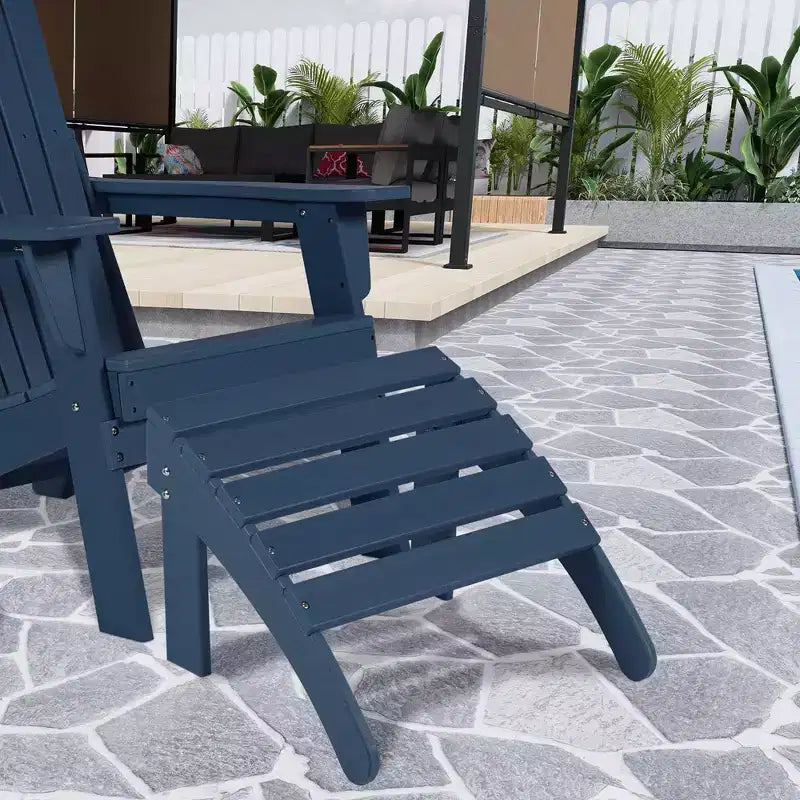 Aoodor Outdoor Adirondack Ottoman, HDPE Adirondack Chair Ottoman, Outdoor Patio Weather Resistant for Patio, Porch, Backyard, Garden, Lawn, Deck