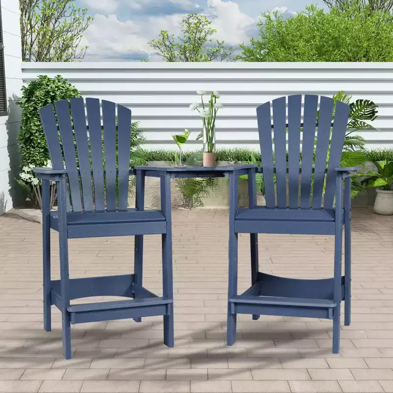Aoodor Tall Adirondack Chairs Set of 2, HDPE Patio Bar Stool with Connecting Tray,All-Weather Balcony Chair