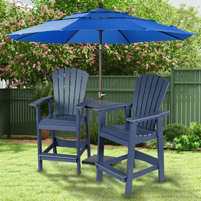 Aoodor Tall Adirondack Chairs Set of 2, HDPE Patio Bar Stool with Connecting Tray,All-Weather Balcony Chair