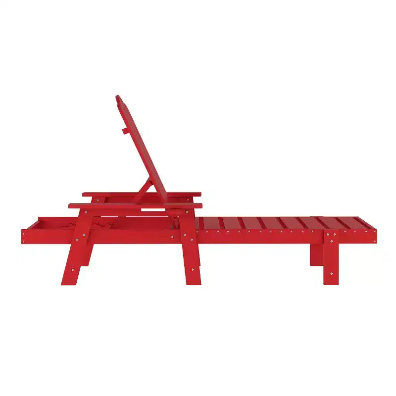 Emma and Oliver Set of 2 Recycled HDPE Adjustable Adirondack Loungers with Fold Out Cupholders for Indoor/Outdoor Use