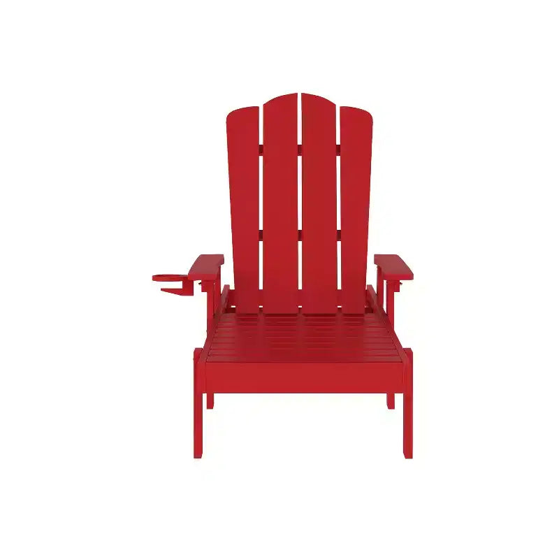 Merrick Lane Set of 2 Indoor/Outdoor Adjustable Adirondack Loungers with Fold Out Cupholders- Recycled All-Weather Indoor/Outdoor HDPE Lounge Chairs