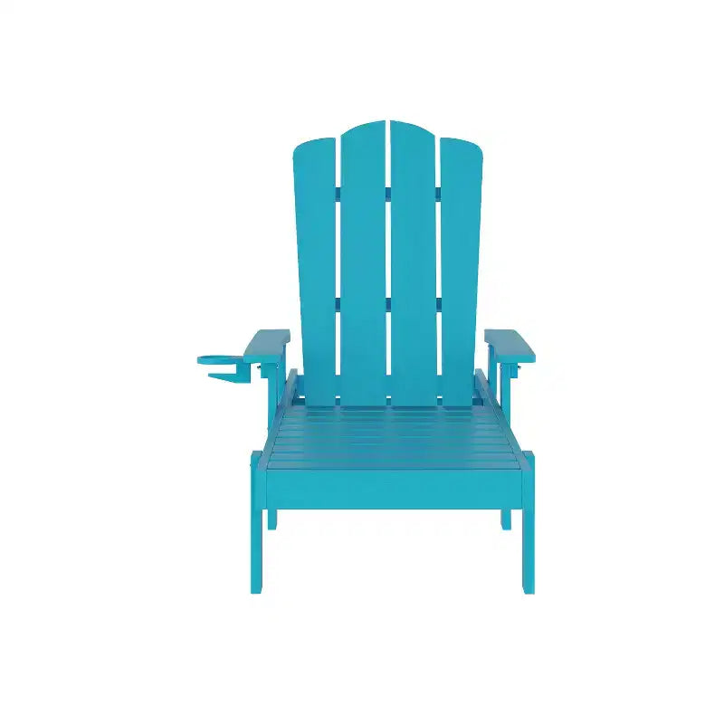 Merrick Lane Set of 2 Indoor/Outdoor Adjustable Adirondack Loungers with Fold Out Cupholders- Recycled All-Weather Indoor/Outdoor HDPE Lounge Chairs