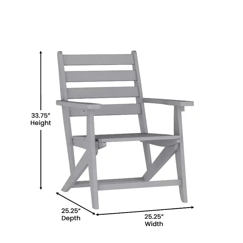 Merrick Lane Indoor/Outdoor Adirondack Dining Chair with Fold Out Cup Holder, Recycled All-Weather HDPE Adirondack Chair