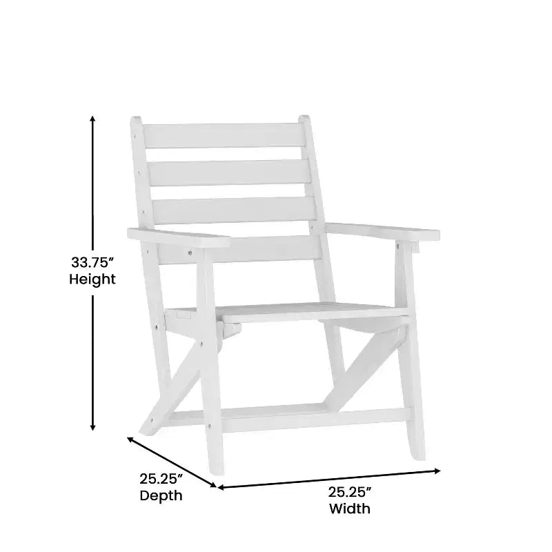 Merrick Lane Indoor/Outdoor Adirondack Dining Chair with Fold Out Cup Holder, Recycled All-Weather HDPE Adirondack Chair