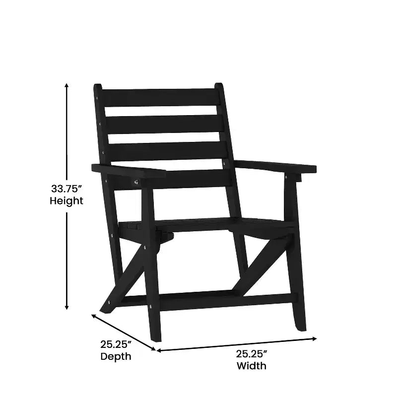 Merrick Lane Indoor/Outdoor Adirondack Dining Chair with Fold Out Cup Holder, Recycled All-Weather HDPE Adirondack Chair