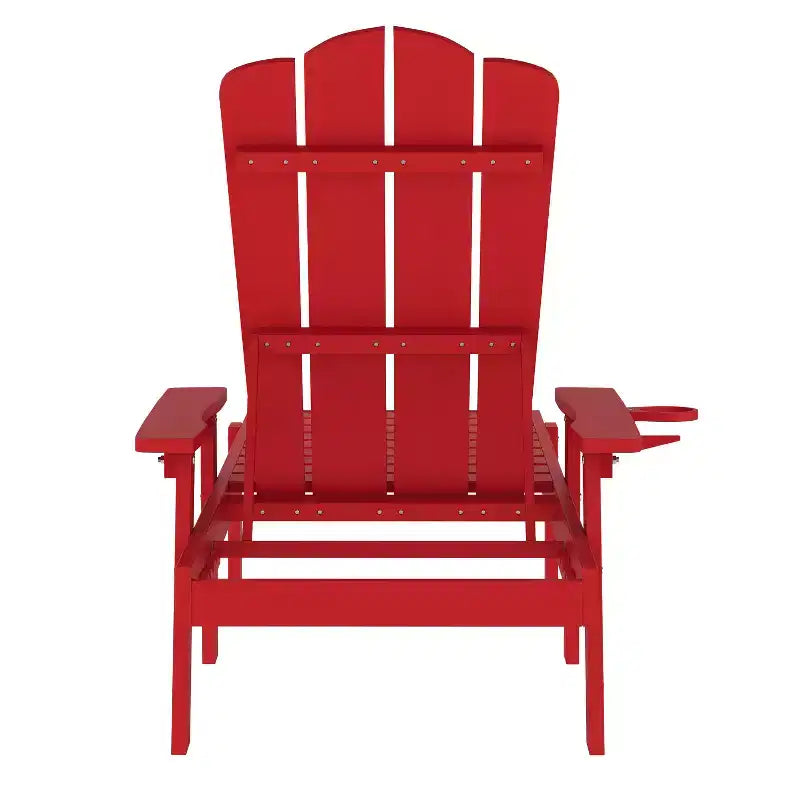 Merrick Lane Indoor/Outdoor Adjustable Adirondack Lounger with Fold Out Cupholder- Recycled All-Weather Indoor/Outdoor HDPE Lounge Chair