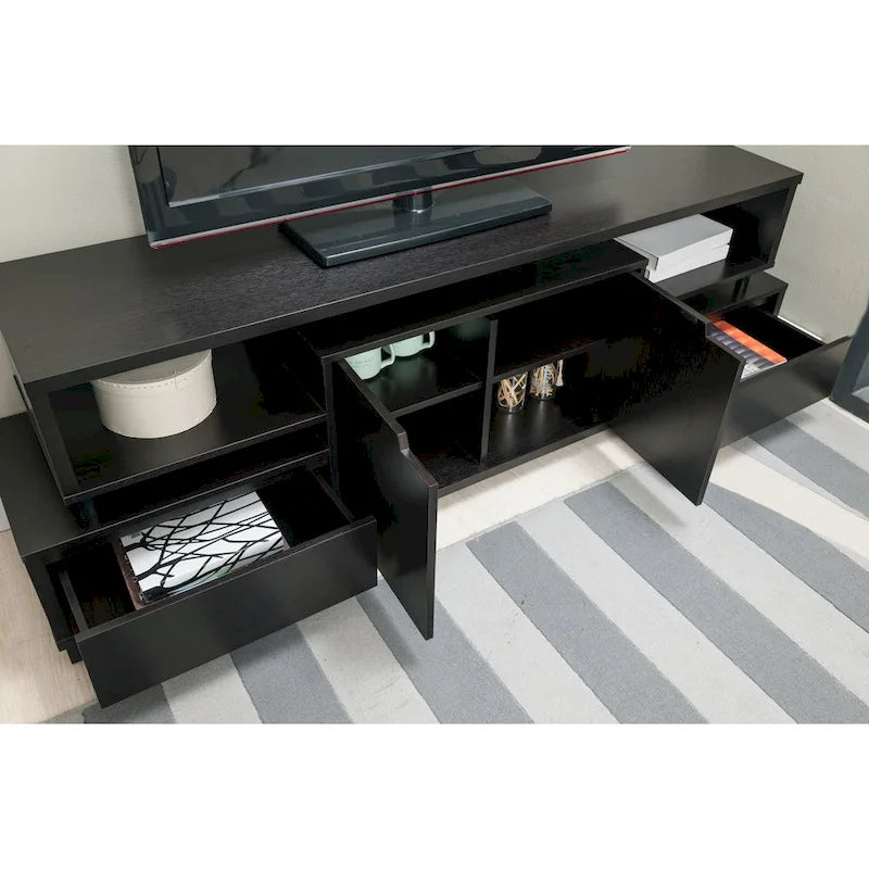 Meuble TV console de rangement multifonctionnel Alise Modern Cappuccino 70 pouces de Furniture of America