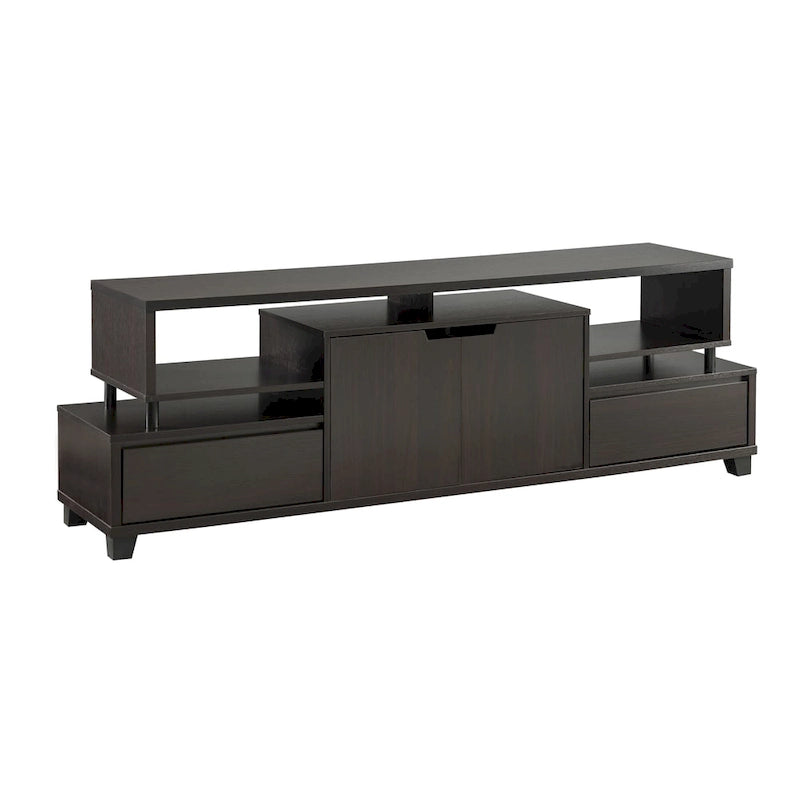 Meuble TV console de rangement multifonctionnel Alise Modern Cappuccino 70 pouces de Furniture of America