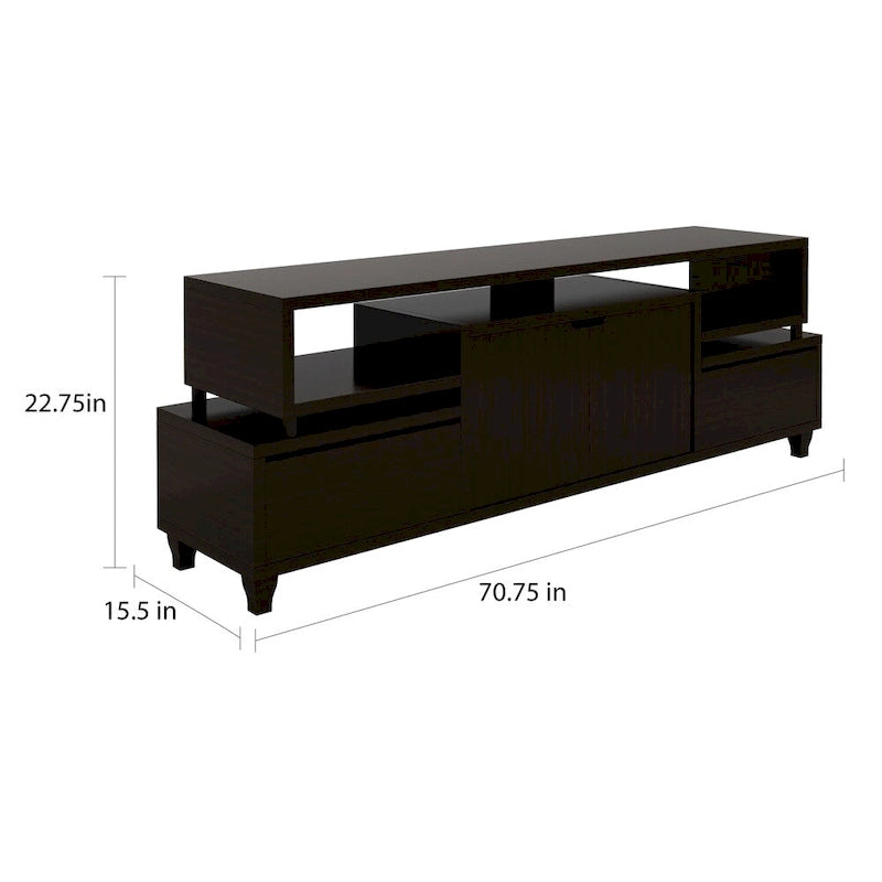Meuble TV console de rangement multifonctionnel Alise Modern Cappuccino 70 pouces de Furniture of America