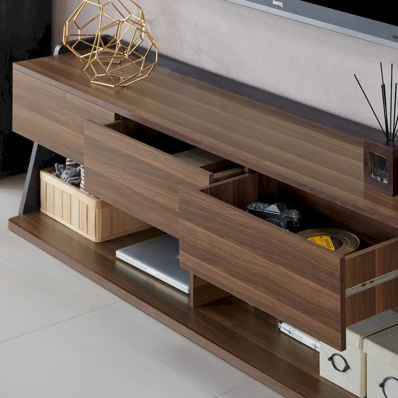 Alan Modern Walnut 73-inch 3-Drawer TV Console by Furniture of America