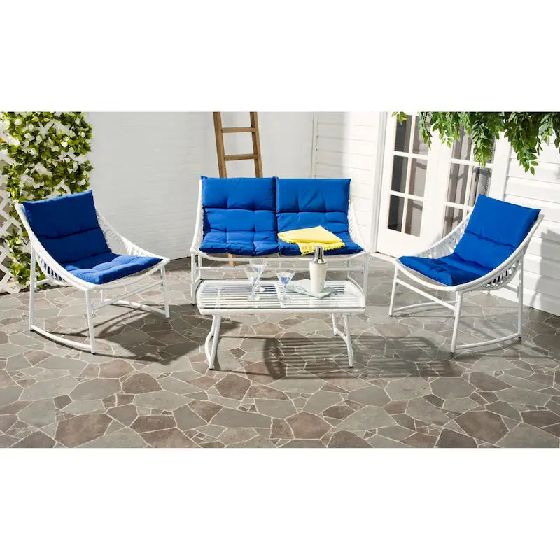 SAFAVIEH Outdoor Hildrun Rattan 4-Piece Set - 28W x 30D x 50H