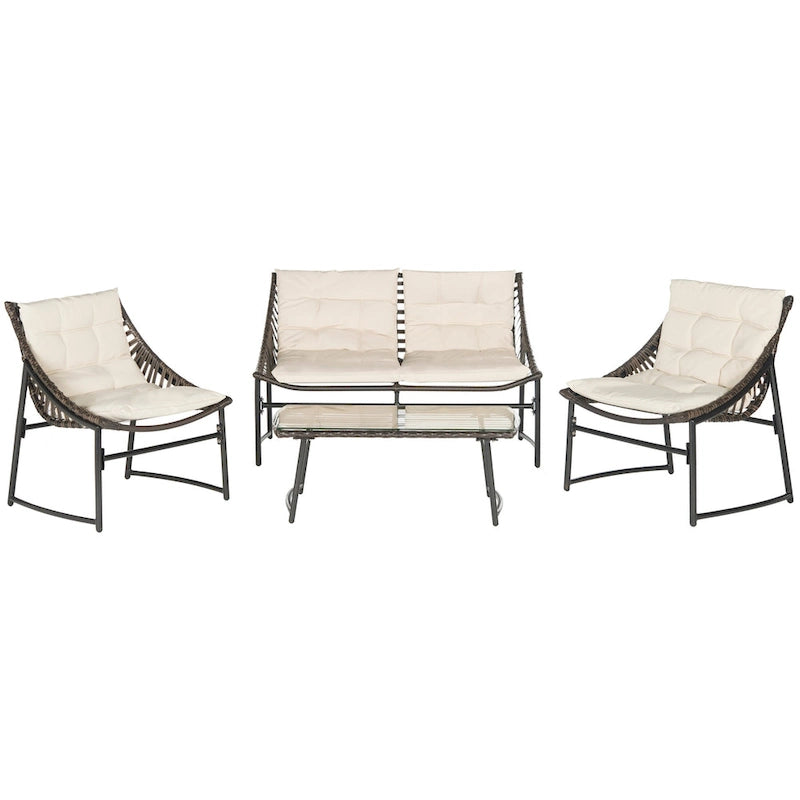 SAFAVIEH Outdoor Hildrun Rattan 4-Piece Set - 28W x 30D x 50H