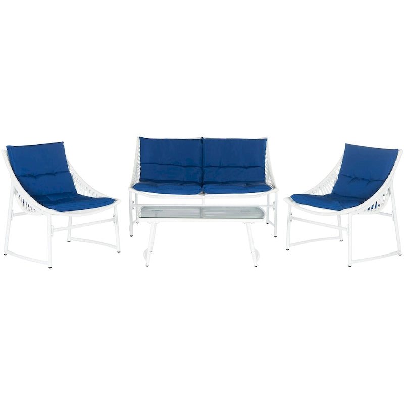 SAFAVIEH Outdoor Hildrun Rattan 4-Piece Set - 28W x 30D x 50H