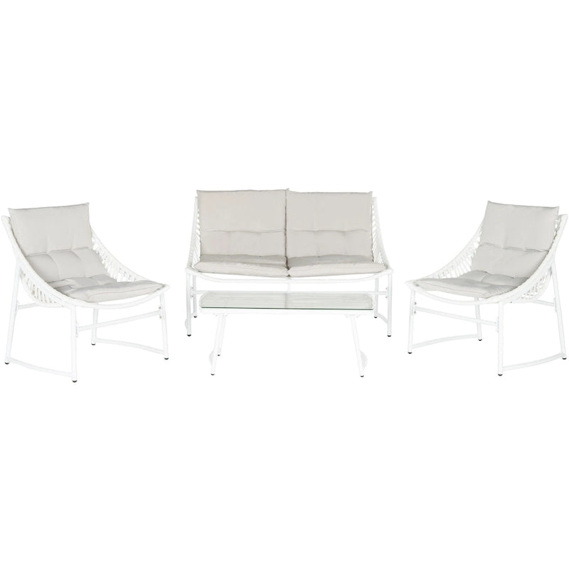 SAFAVIEH Outdoor Hildrun Rattan 4-Piece Set - 28W x 30D x 50H