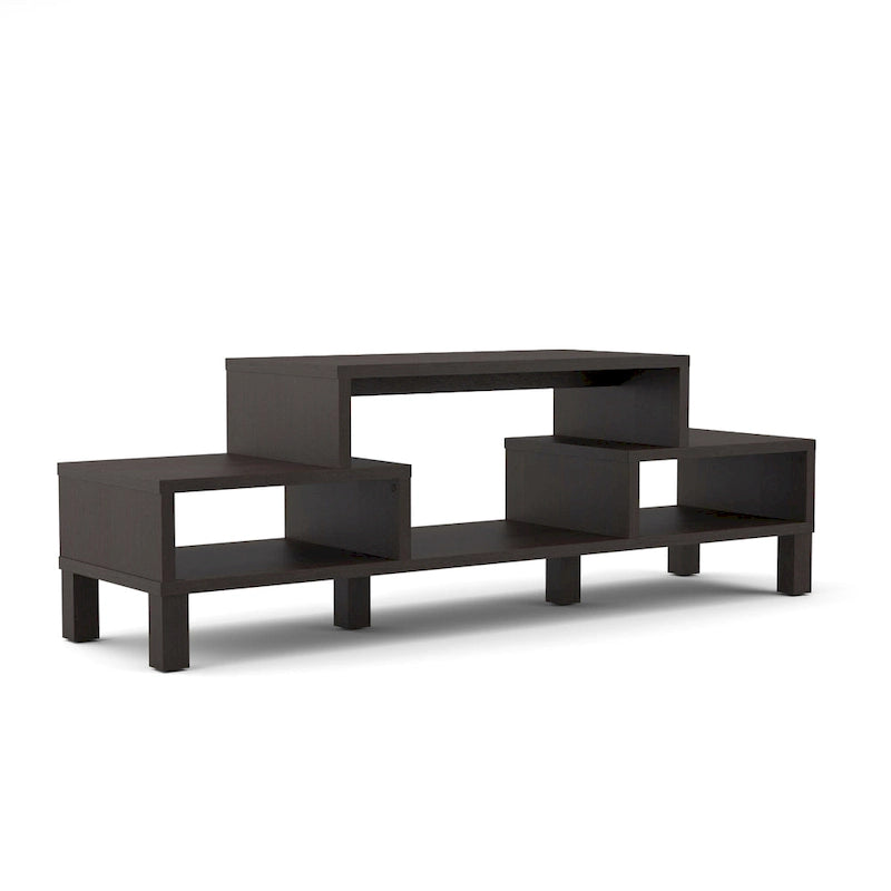 Meuble TV Rami Modern à 3 étagères, finition expresso, de Furniture of America, console multimédia élégante pour le divertissement dans le salon
