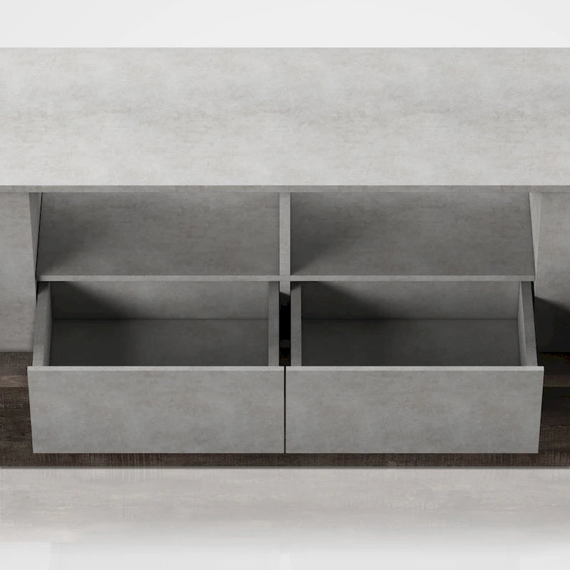 Meuble TV industriel Geso en chêne et gris clair avec 4 étagères de 180 cm par Furniture of America