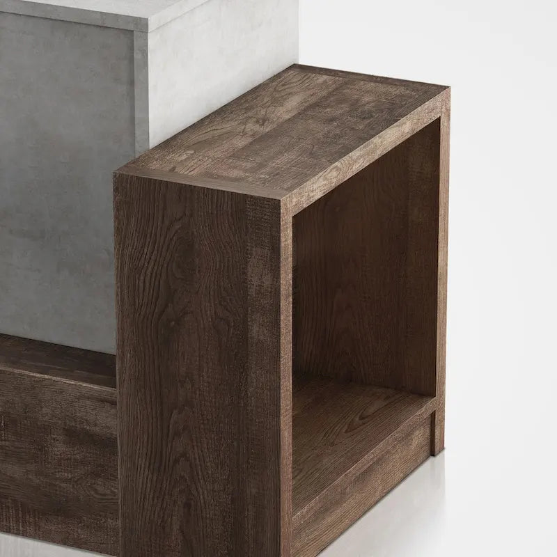 Meuble TV industriel Geso en chêne et gris clair avec 4 étagères de 180 cm par Furniture of America