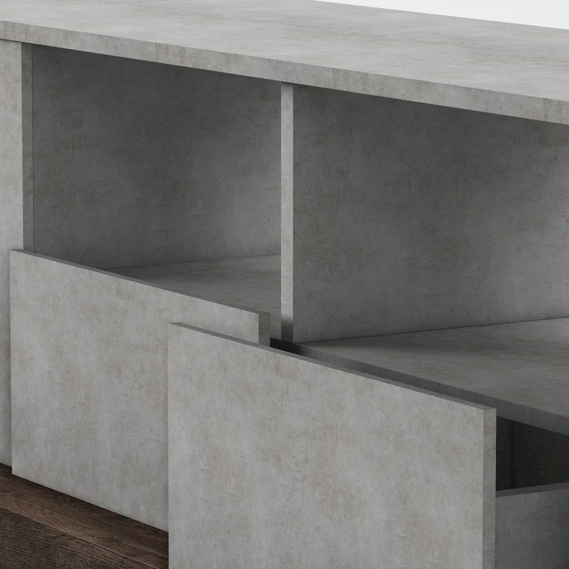 Meuble TV industriel Geso en chêne et gris clair avec 4 étagères de 180 cm par Furniture of America