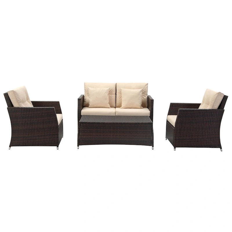 SAFAVIEH Outdoor Taya 4-Piece Living Set - 55W x 34D x 32H