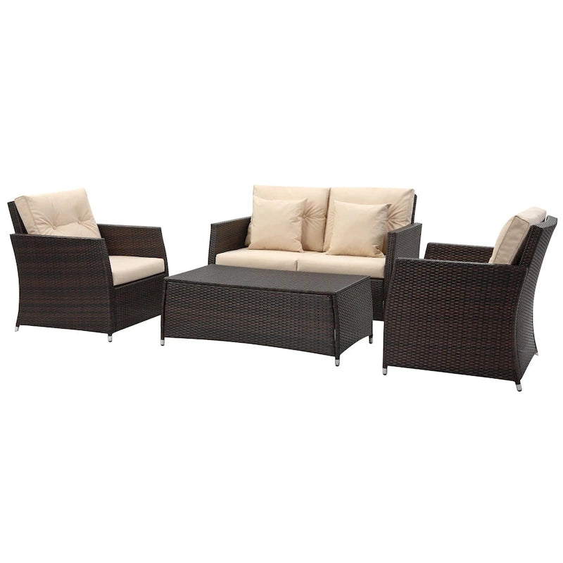 SAFAVIEH Outdoor Taya, ensemble de 4 pièces pour l'extérieur – 55 larg. x 34 prof. x 32 haut.