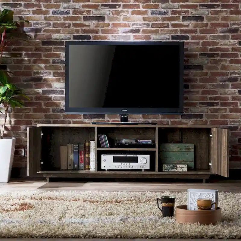 Vell Rustic Oak 63-inch Multi-functional Storage TV Console by Furniture of America