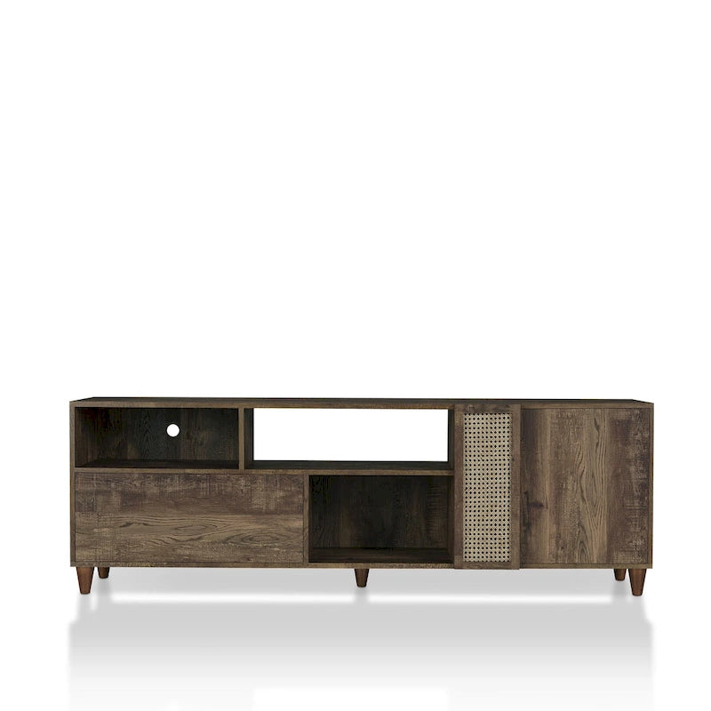 Meuble TV de 70 po Santee Mid-Century Modern avec tiroir, par Furniture of America