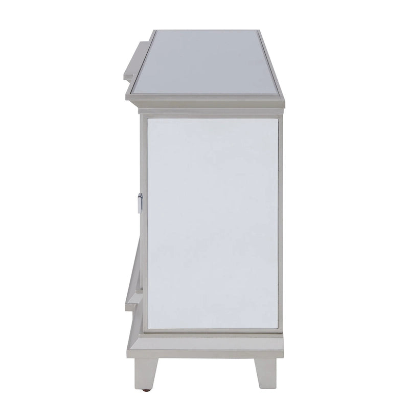 Meuble TV multimédia miroir avec insert de cheminée à changement de couleur pour téléviseurs jusqu'à 62 pouces SEI Furniture