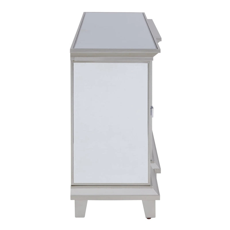 Meuble TV multimédia miroir avec insert de cheminée à changement de couleur pour téléviseurs jusqu'à 62 pouces SEI Furniture