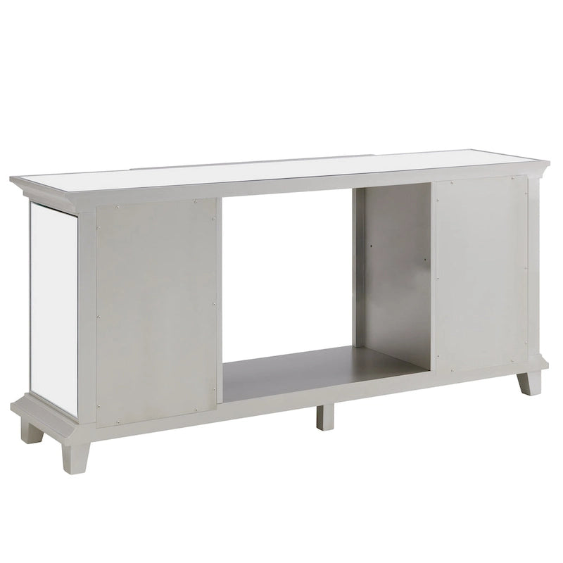 Meuble TV multimédia miroir avec insert de cheminée à changement de couleur pour téléviseurs jusqu'à 62 pouces SEI Furniture