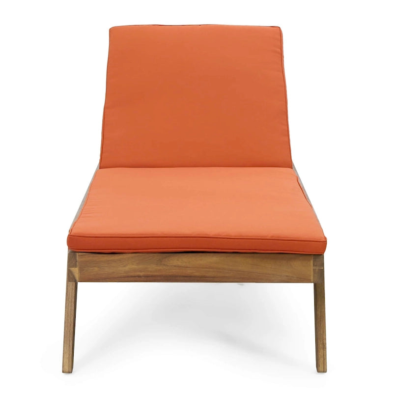 Chaise longue d'extérieur Caily en bois d'acacia avec coussins par Christopher Knight Home