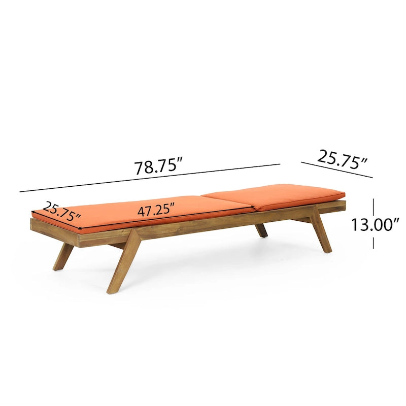 Chaise longue d'extérieur Caily en bois d'acacia avec coussins par Christopher Knight Home