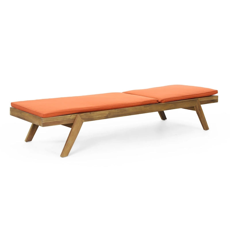 Chaise longue d'extérieur Caily en bois d'acacia avec coussins par Christopher Knight Home