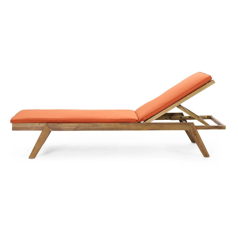 Chaise longue d'extérieur Caily en bois d'acacia avec coussins par Christopher Knight Home