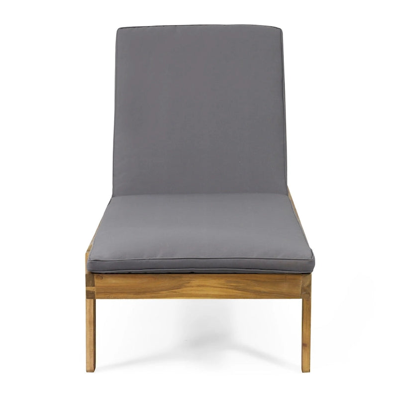 Chaise longue d'extérieur Caily en bois d'acacia avec coussins par Christopher Knight Home