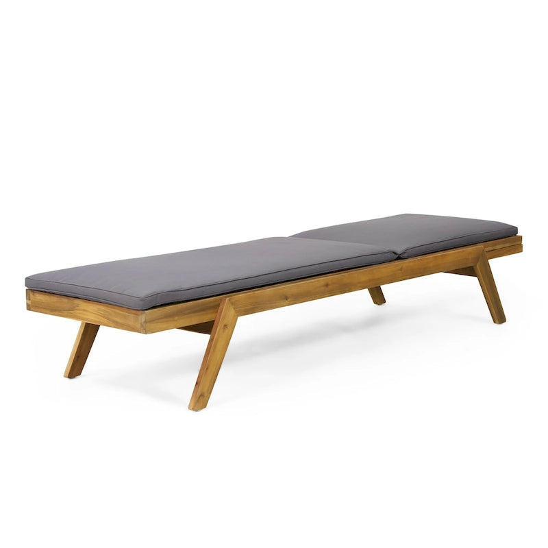 Chaise longue d'extérieur Caily en bois d'acacia avec coussins par Christopher Knight Home