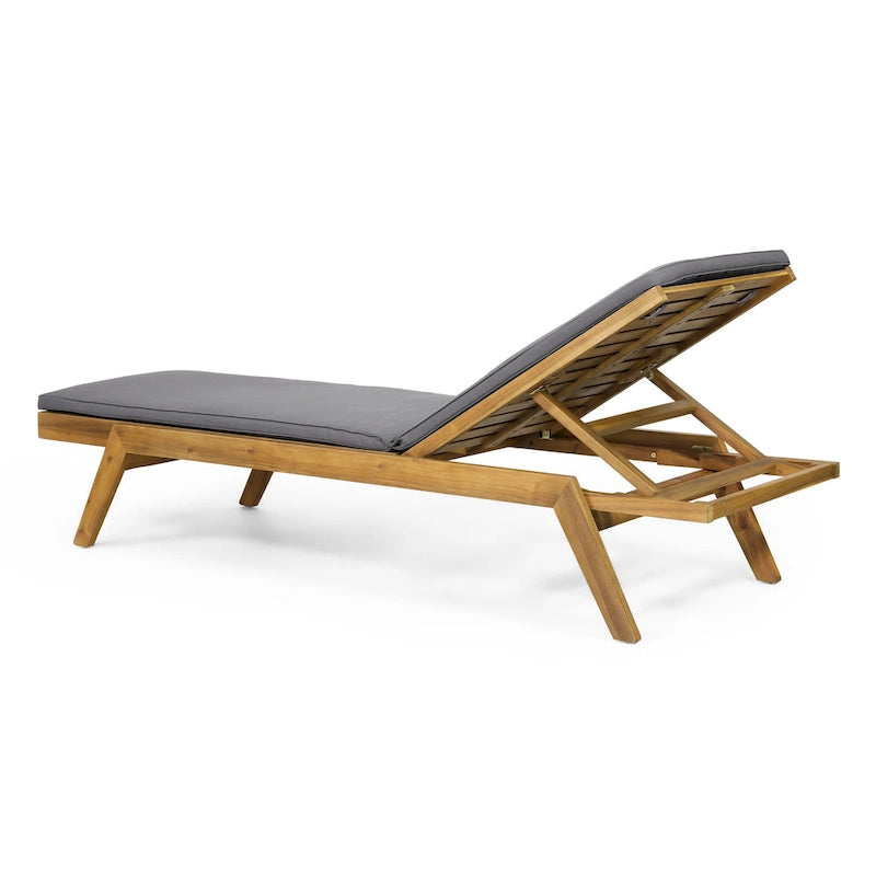 Chaise longue d'extérieur Caily en bois d'acacia avec coussins par Christopher Knight Home