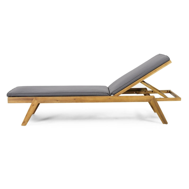 Chaise longue d'extérieur Caily en bois d'acacia avec coussins par Christopher Knight Home