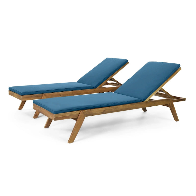 Chaise longue d'extérieur Caily en bois d'acacia avec coussins par Christopher Knight Home