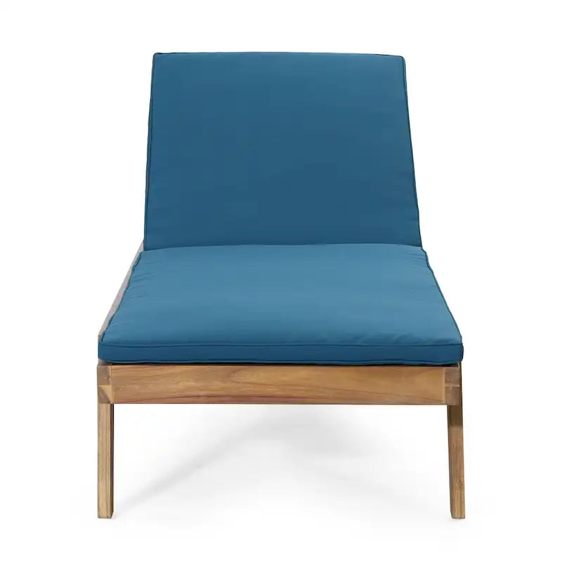 Chaise longue d'extérieur Caily en bois d'acacia avec coussins par Christopher Knight Home