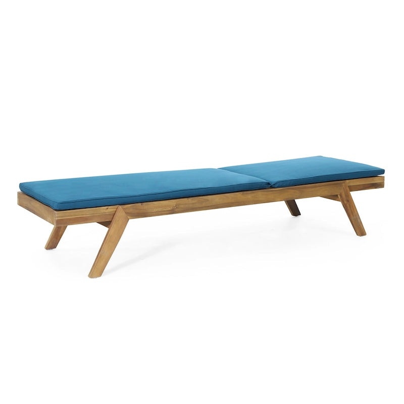 Chaise longue d'extérieur Caily en bois d'acacia avec coussins par Christopher Knight Home