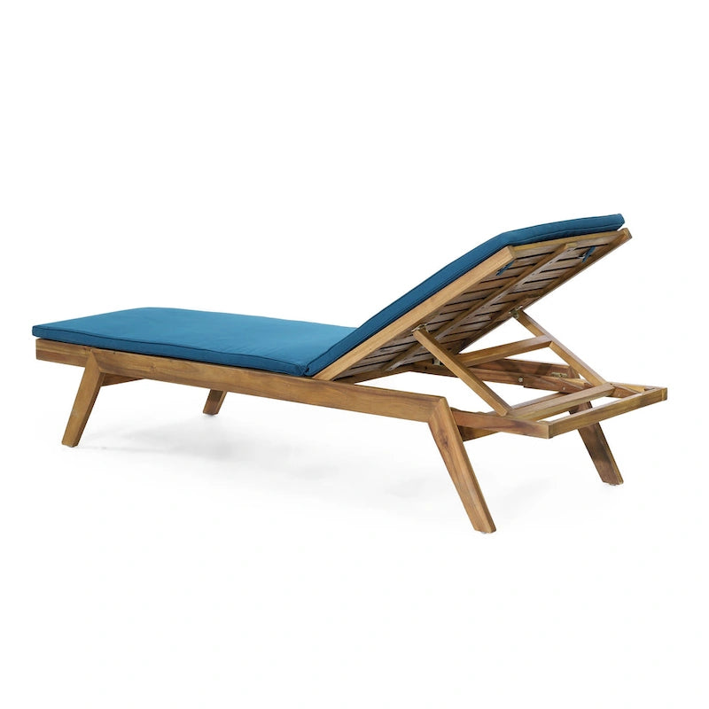 Chaise longue d'extérieur Caily en bois d'acacia avec coussins par Christopher Knight Home