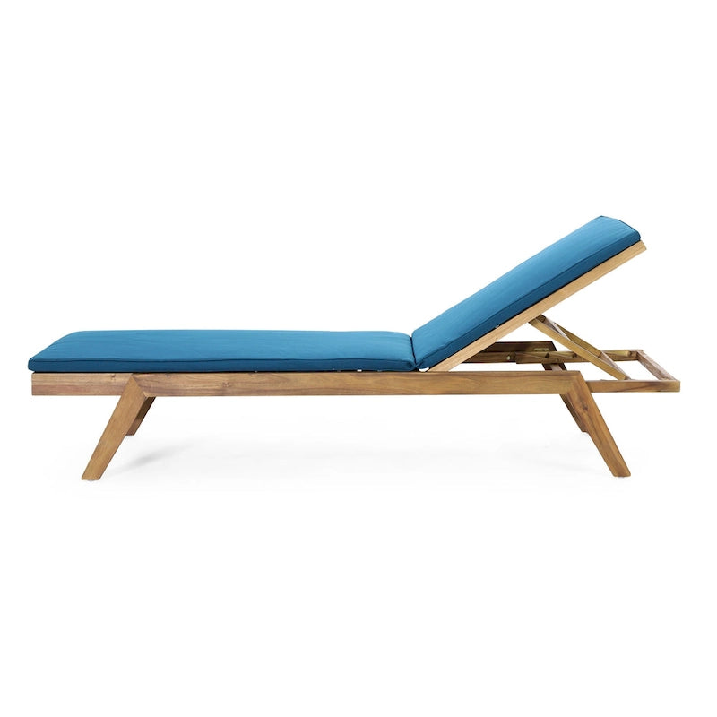 Chaise longue d'extérieur Caily en bois d'acacia avec coussins par Christopher Knight Home