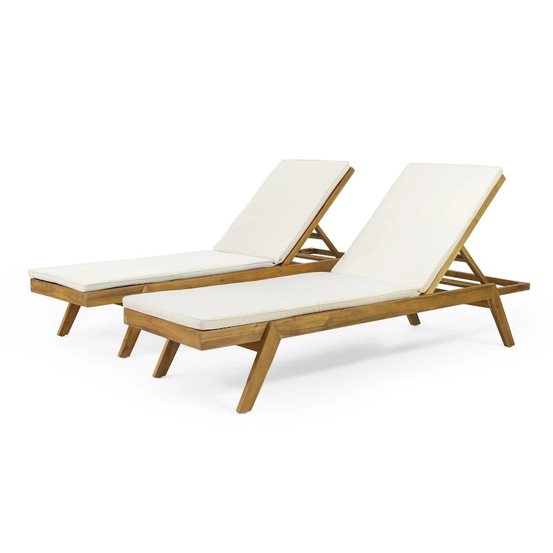 Chaise longue d'extérieur Caily en bois d'acacia avec coussins par Christopher Knight Home