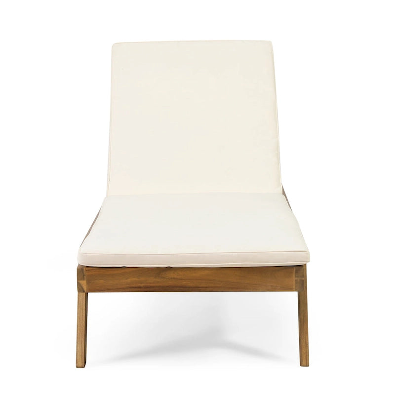 Chaise longue d'extérieur Caily en bois d'acacia avec coussins par Christopher Knight Home