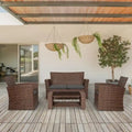 Grandview Outdoor – Ensemble de conversation de patio 4 pièces brun avec coussins