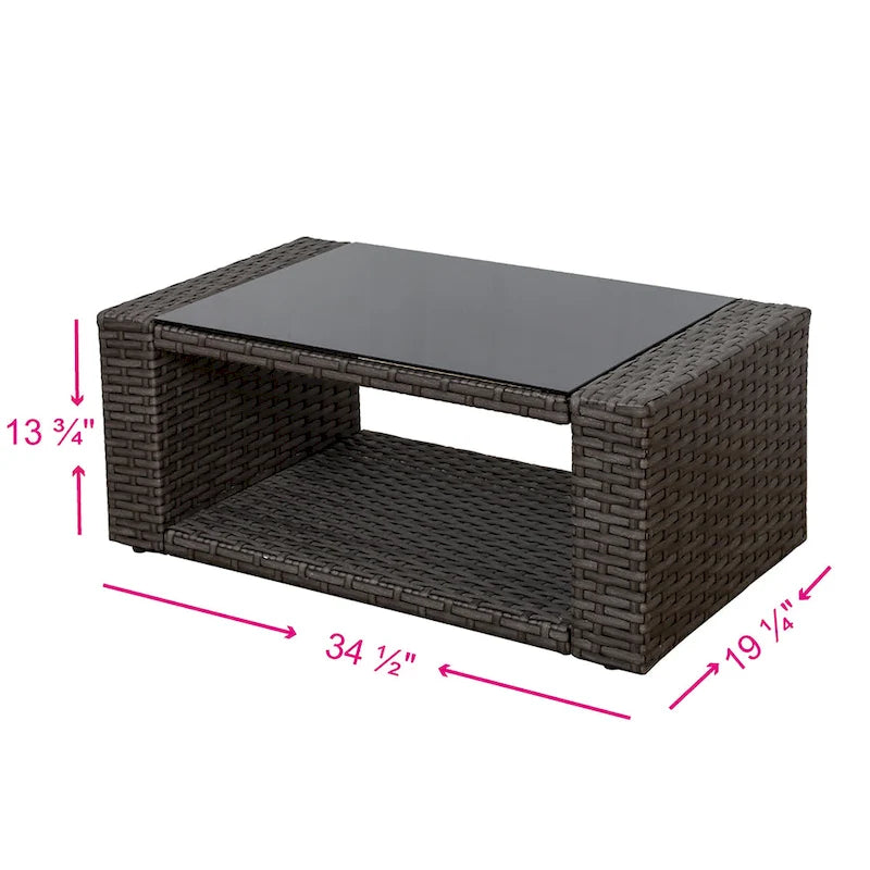 Grandview Outdoor – Ensemble de conversation de patio 4 pièces brun avec coussins