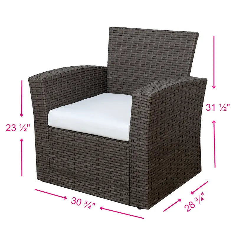 Grandview Outdoor – Ensemble de conversation de patio 4 pièces brun avec coussins